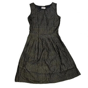 Fabindia Black Gold Polka Dot Viscose Silk Dress S